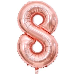 number 8 balloon, 8 balloon, number balloons 40 inch, rose gold large big foil number balloons for birthday party graduation wedding anniversary baby shower bachelorette decoration supplies-rose gold