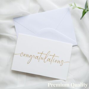 Congratulations Cards with Envelopes and Matching Stickers, Matte Gold Foil Design - Bulk Pack of 20, 4x6 Inch Minimalistic - Suitable for Business, Graduation, Weddings and Milestone Celebrations