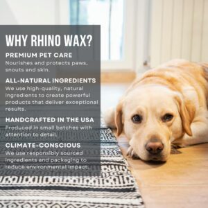 Rhino Wax - Healing Dog Nose Balm 2oz - Natural Snout Soother for Dogs - For Dry, Cracked, Irritated Noses - Dog Nose Butter - Dog Nose Moisturizer - 100% Natural Ingredients - Lick-Safe - Made in USA