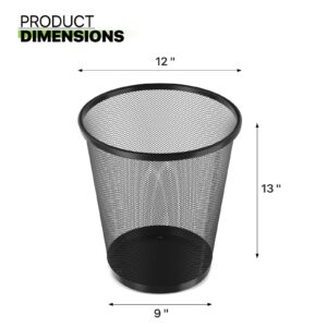 Magshion 5 Gallon Small Mesh Trash Can, Open-Top Garbage Bin Container, Metal Trash Wastebasket for Kitchen, Bathroom, Bedroom and Outdoor, Black