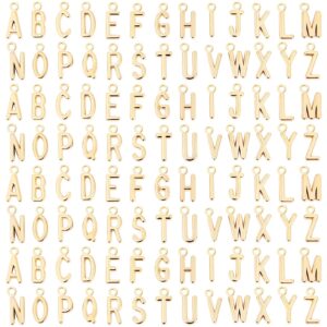 sannix 156pcs/6 sets letter charms alphabet abc letter charms capital a-z charms diy bracelets necklaces charms with 200pcs open jump rings for jewelry making, kc gold