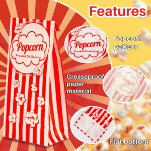 MAQIHAN 50 Popcorn Bags Individual Servings - Flat Bottom Paper Popcorn Food Bags Party Pop Corn Sleeves Bulk Carnival Halloween Snack Packs Gift Favor Treat bolsas para palomitas Movie Night Supplies