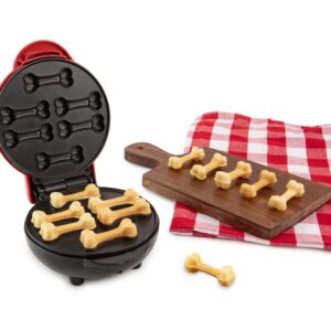 Nostalgia MyMini Dog Treats Maker for Homemade Puppy Treats, 6 Nonstick Bone Shaped Molds on Dual Sided Cooking Surface, Recipes Included