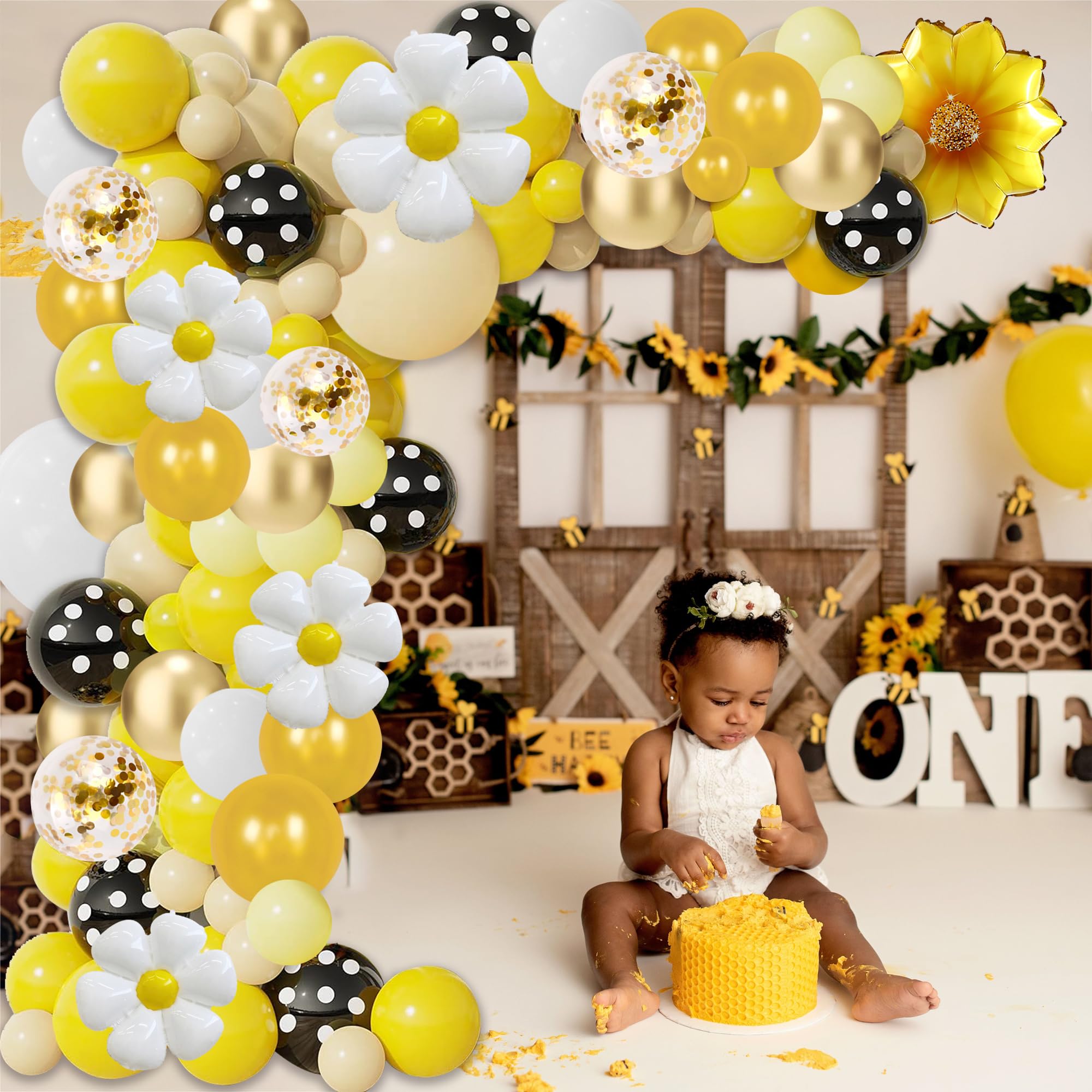 Bee Balloon Arch Kit Decorations - Bee Party Decorations with Bee Shaped Balloons Daisy Balloons Sunflower Balloon for Bee Themed Wall Decor Gender Reveal Baby Shower Birthday Party Supplies