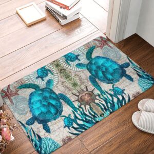 sea turtle area rug 2x3 throw rugs turtles beach ocean life teal marine animal nautical area carpet small rug entryway indoor entrance door mats washable non-slip floor carpets for bathroom bedroom