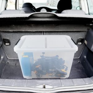 Julyeen 42 L Clear Latching Storage Bin with Lid, 4 Packs Large Plastic Storage Boxes on Wheels