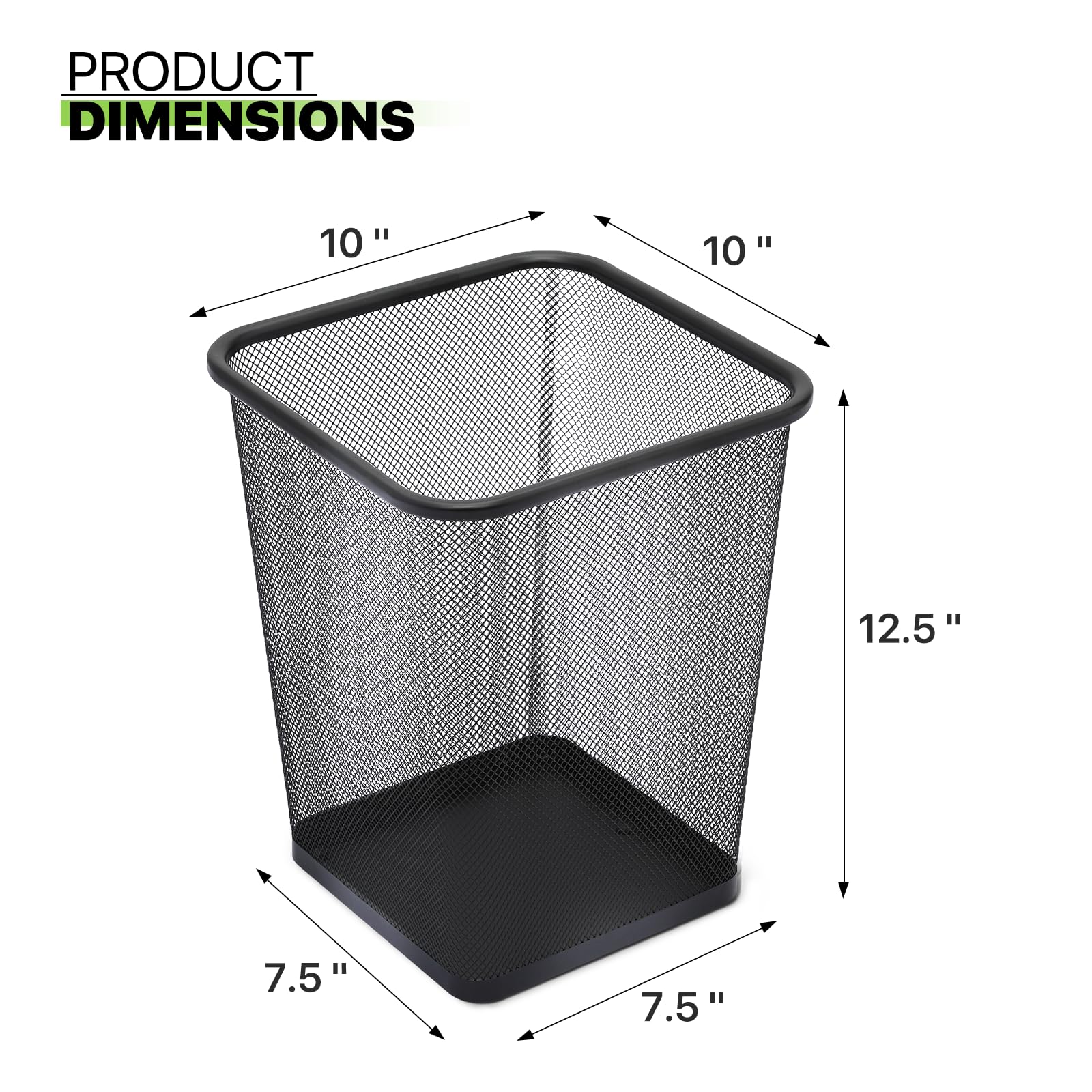 Magshion 5 Gallon Small Mesh Trash Can, Open-Top Metal Garbage Bin Container, Trash Wastebasket for Kitchen, Bathroom, Bedroom and Outdoor, Black