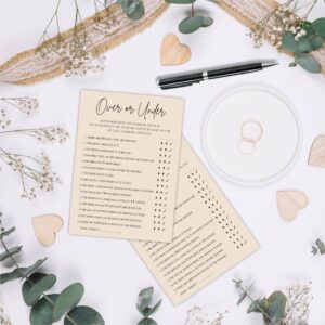 TPYEN Bridal Shower Game Cards - Guess Over Or Under Game - 30 Pcs Minimalism Khaki Wedding Party Games Game Cards, Engagement Party Game, Modern Bridal Shower Party Favor & Decorations - D04