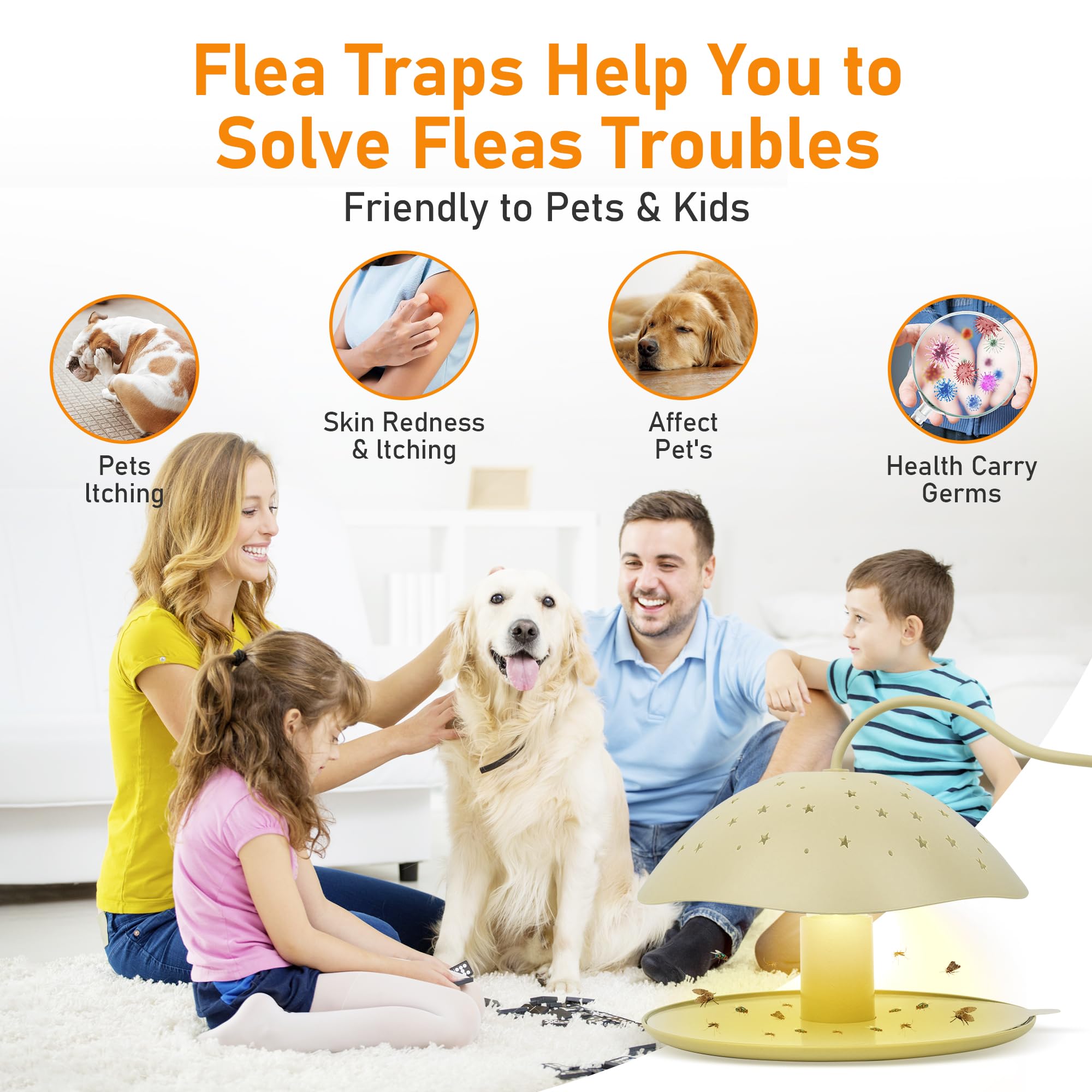 Flea Trap Refills 12 Packs, Flea Trap for Inside Your Home, Replacement Pads for Flea Light, 7.1 Inch Natural Sticky Discs Refill for Bugs Flies