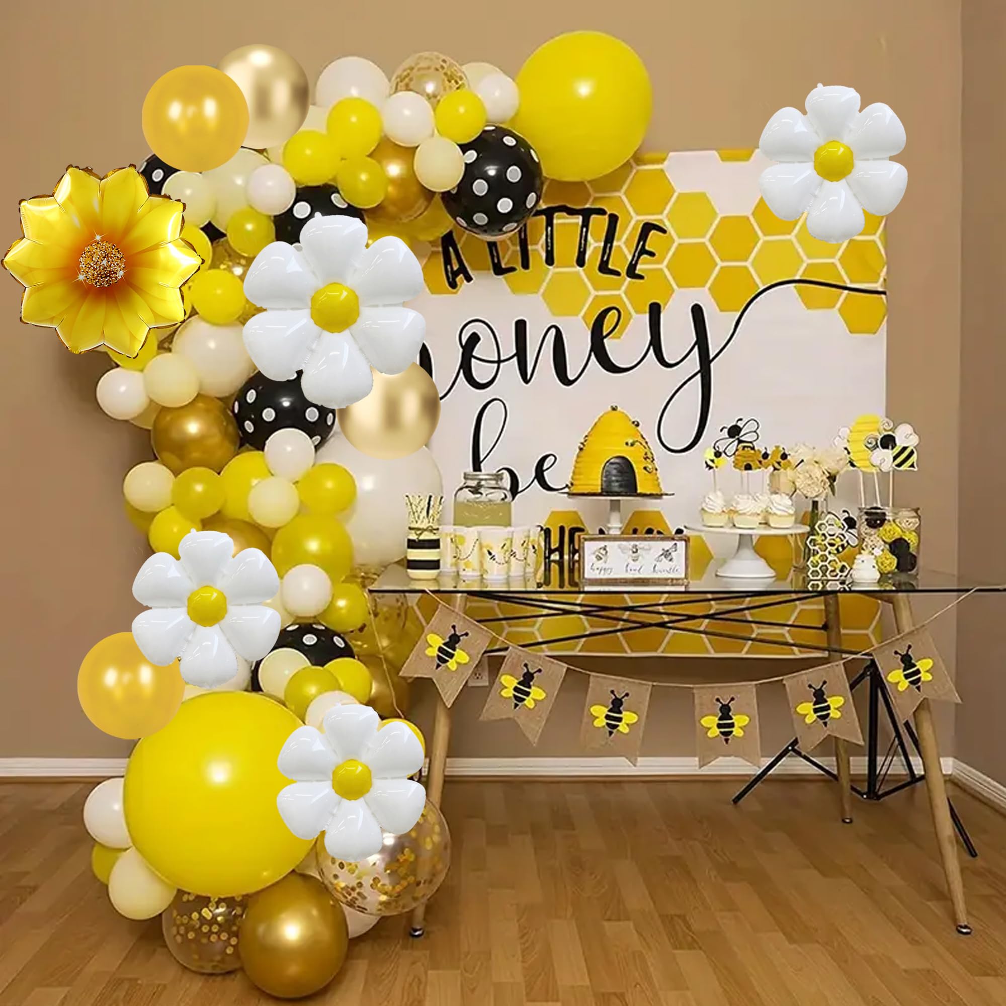 Bee Balloon Arch Kit Decorations - Bee Party Decorations with Bee Shaped Balloons Daisy Balloons Sunflower Balloon for Bee Themed Wall Decor Gender Reveal Baby Shower Birthday Party Supplies