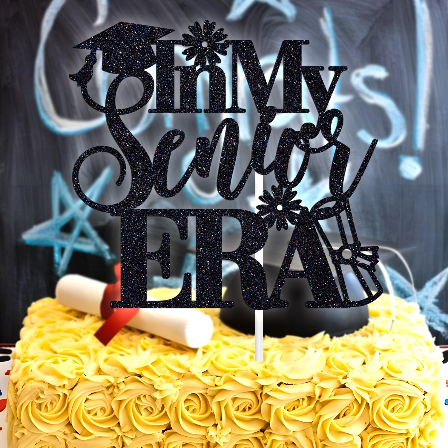 In My Senior Era Cake Topper, Congrats Grad/So Proud of You, 2024 High School/College Graduation Party Decorations Supplies