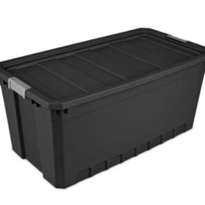 50 Gallon Stacker Tote Plastic, Black, Set of 3 Storage Boxes