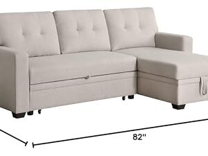 NicBex Sectional Couches for Living Room Modern Upholstered Pull Out Sectional Sofa Pull Out Couch Convertible Soft Cushion Sofa Comfy Couch Pull Out Couch Futon Couch Bed, Beige