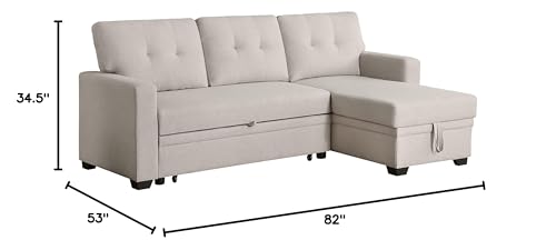 NicBex Sectional Couches for Living Room Modern Upholstered Pull Out Sectional Sofa Pull Out Couch Convertible Soft Cushion Sofa Comfy Couch Pull Out Couch Futon Couch Bed, Beige