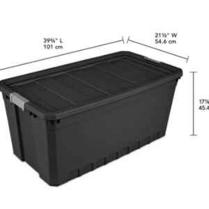 50 Gallon Stacker Tote Plastic, Black, Set of 3 Storage Boxes