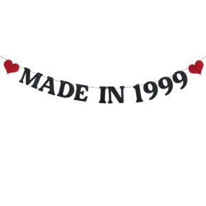 configure made in 1999 banner, pre-strung,funny black glitter paper party decorations for 25th birthday party supplies, letters black,abcpartyland