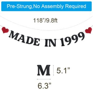 Configure MADE IN 1999 Banner, Pre-Strung,Funny Black Glitter Paper Party Decorations for 25th Birthday Party Supplies, Letters Black,ABCpartyland