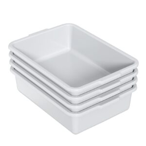 melontray 13 l plastic kitchen bus tubs, 4 pack restaurant bus bin, light gray