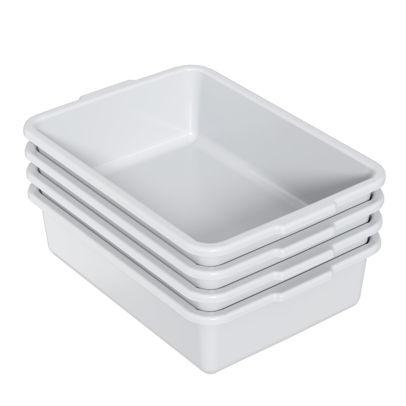 Melontray 13 L Plastic Kitchen Bus Tubs, 4 Pack Restaurant Bus Bin, Light Gray