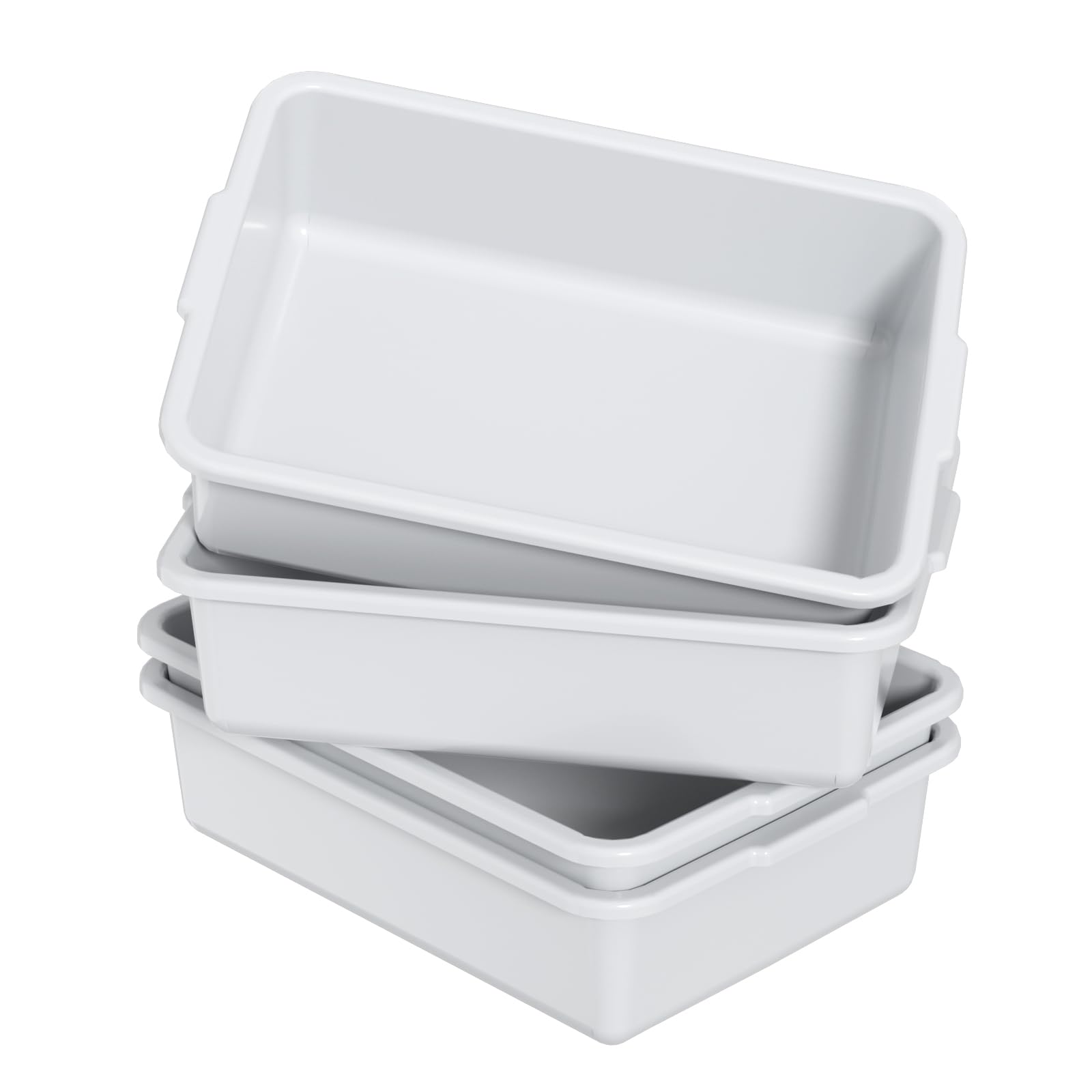 Melontray 13 L Plastic Kitchen Bus Tubs, 4 Pack Restaurant Bus Bin, Light Gray