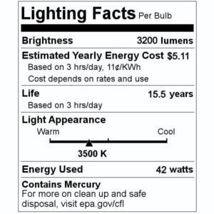 GE Lighting (case of 6) GE 93118251 Bright White 42 Watt Plug-in CFL GX24q-4 Base, 3500K Neutral Bright White, 6.4-inch F42TBX Light Bulb, 4 pin Plug-in