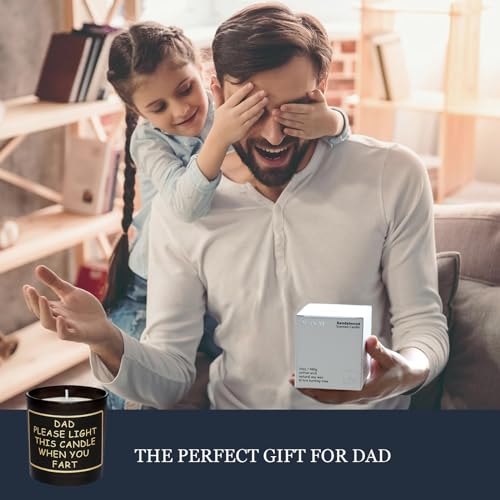 Dad Gifts from Daughter Son, Personalized Gifts for Dad, Dad Birthday Gift, Scented Candles for Men, Birthday Gifts for Dad Step Dad, Christmas Gift Idea (10oz) (DAD When You Fart, Sandalwood)