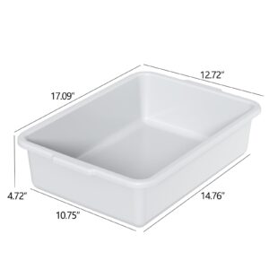 Melontray 13 L Plastic Kitchen Bus Tubs, 4 Pack Restaurant Bus Bin, Light Gray