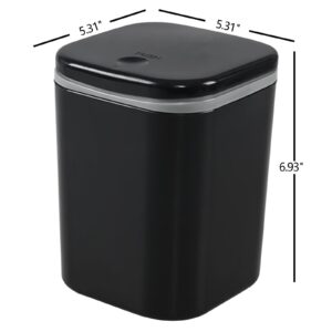 Melontray 0.5 Gallon/ 2.2 Liter Desktop Trash Can with Lid, Mini Pop Up Garbage Can, Black