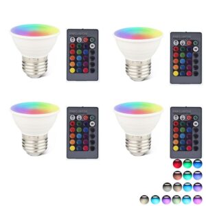 par16 led color changing light bulb with 24 buttons remote control 50 watt equivalent e26 base,16 colors dimmable rgb led spot light bulb with 5w