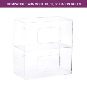 uxcell Trash Bag Dispenser Roll Holder, Wall Mount Acrylic Garbage Bag Dispenser Roll Holder, Double Side Loaded Organizer Storage Box for Garbage Bag Grocery Shopping Bag, Square Round