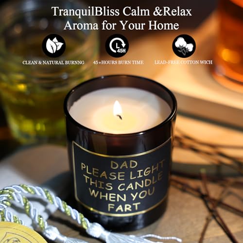 Dad Gifts from Daughter Son, Personalized Gifts for Dad, Dad Birthday Gift, Scented Candles for Men, Birthday Gifts for Dad Step Dad, Christmas Gift Idea (10oz) (DAD When You Fart, Sandalwood)