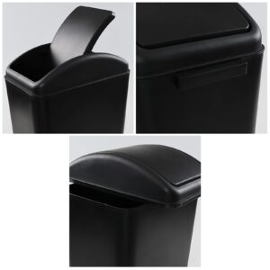 Melontray 3 Pack 4.5 Gallon Swing lid Garbage Can, Plastic Trash Bins for Office, Kitchen, Bathroom, Bedroom, Black