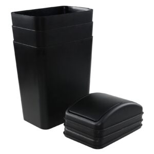 Melontray 3 Pack 4.5 Gallon Swing lid Garbage Can, Plastic Trash Bins for Office, Kitchen, Bathroom, Bedroom, Black