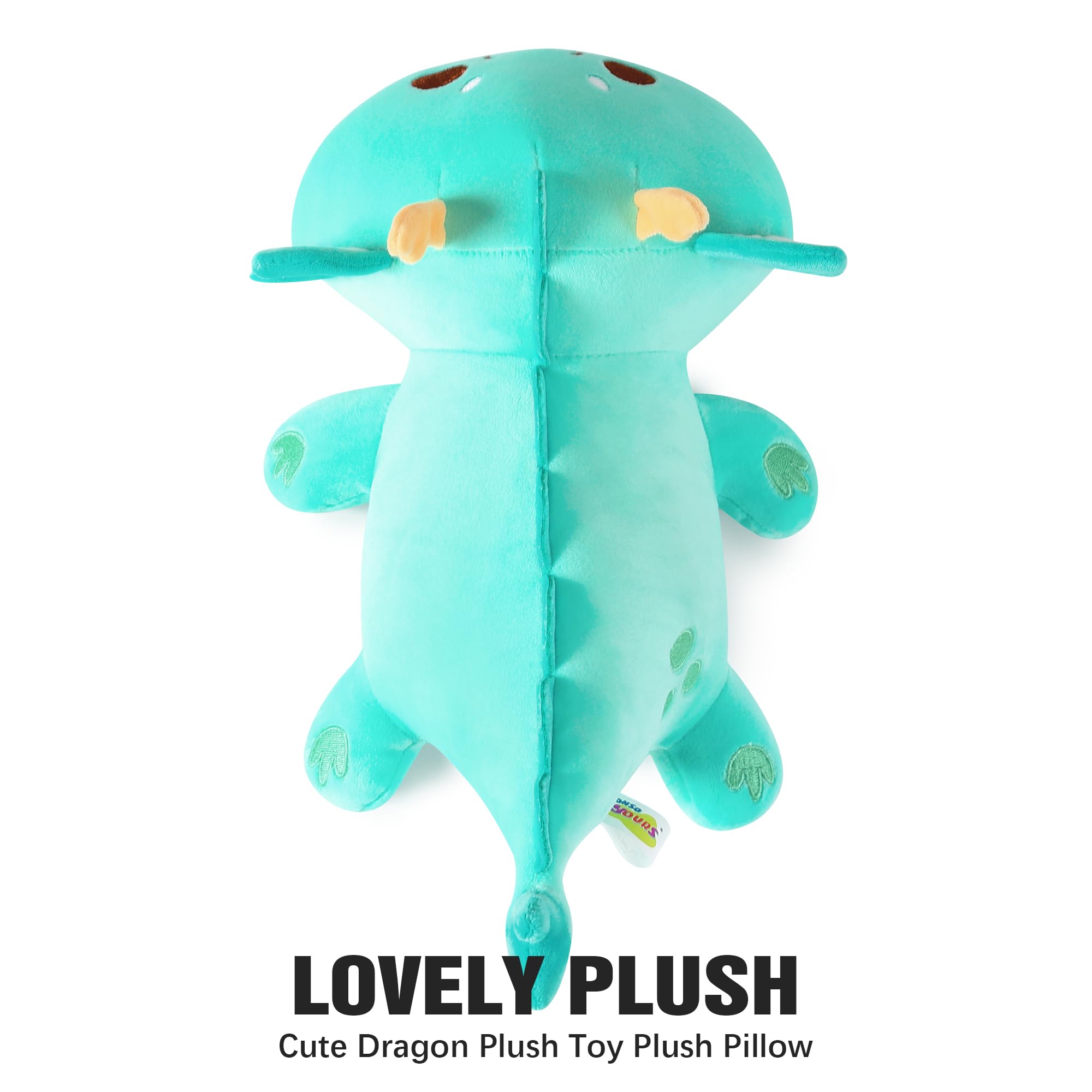 Onsoyours Chubby Dragon Stuffed Animal Adorable Plushies Soft Huggable Plush Pillow Kawaii Cute Dragon Plushie Toy for Kids (Cyan Dragon, 10")