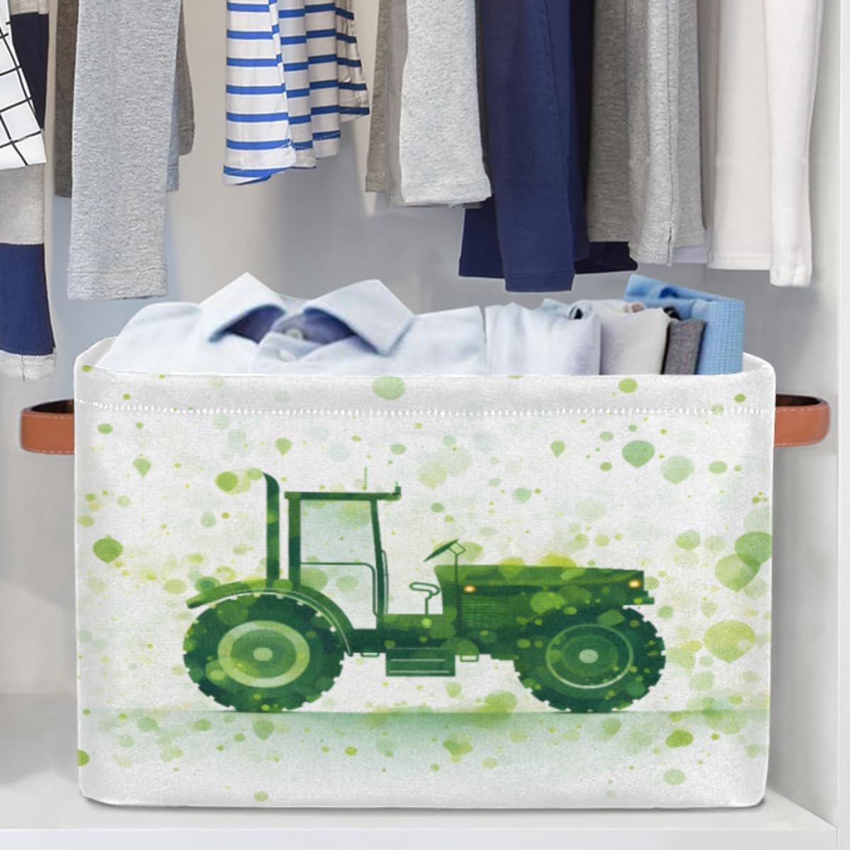 Tractor Foldable Storage Basket Cube with Handles For Child Pet Toy , Home Closets Bedrooms Fabric Collapsible Bin Organizer Box Offices Book shelf canasta para juguetes de niño