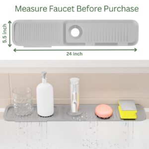 Kitchen Sink Splash Guard, 24inch 5° Sloped, Silicone Draining Mat for Kitchen Sink, Faucet Mat for Kitchen Sink, Silicone Sink Splash Guard from Luxury Lineup