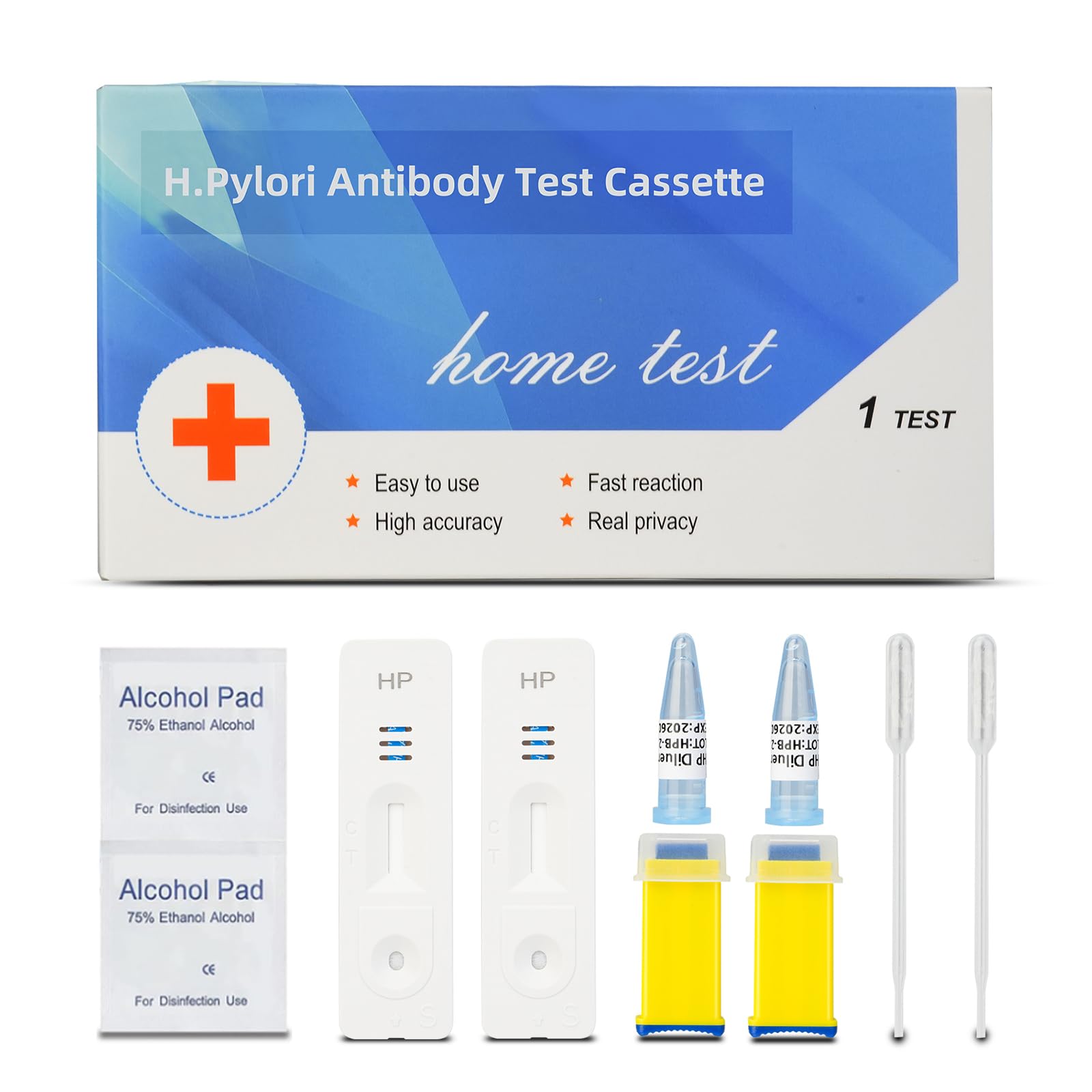 Kueysing Helicobacter Pylori 2 Test Kits, H. Pylori，h. Pylori 10-15 Minutes of Quick Home Testing, The Result is Highly Accurate, Easy to Read and use