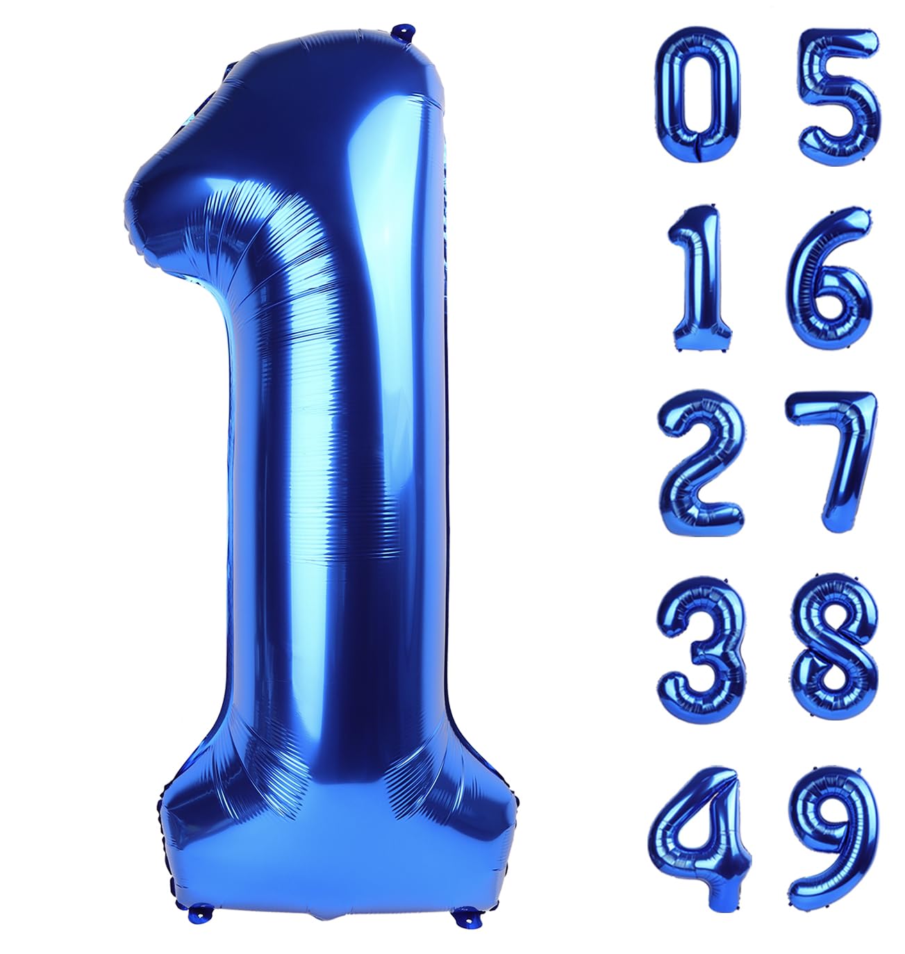 Jumbo Navy Blue Number 1 Balloon 40 Inch, Mylar Foil Number One Balloons for Boy Girl 1st 1 11 21 31 41 51 81 Birthday Party, Giant Balloons Anniversary Graduations Photo Shoot Decorations