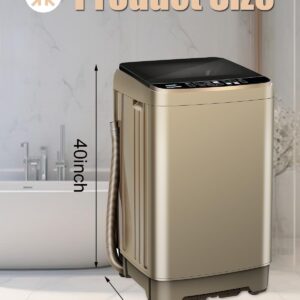 KRIB BLING Full Automatic Washing Machine 25lbs Compact Portable Washing Machine with LED Display, Drain Dump, 10 Wash Programs and 8 Water Levels Ideal for Dorms, Apartments, RV, Gold