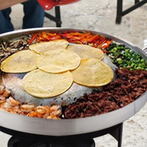 Bene Casa Stainless-Steel 22.4-inch Comal Pan, Belly Up, Rust Free Steel Convex Comal, Outdoor Cooking, Mexican Cuisine, Party Size, Comal,Pan and Serving Platter for Authentic Mexican