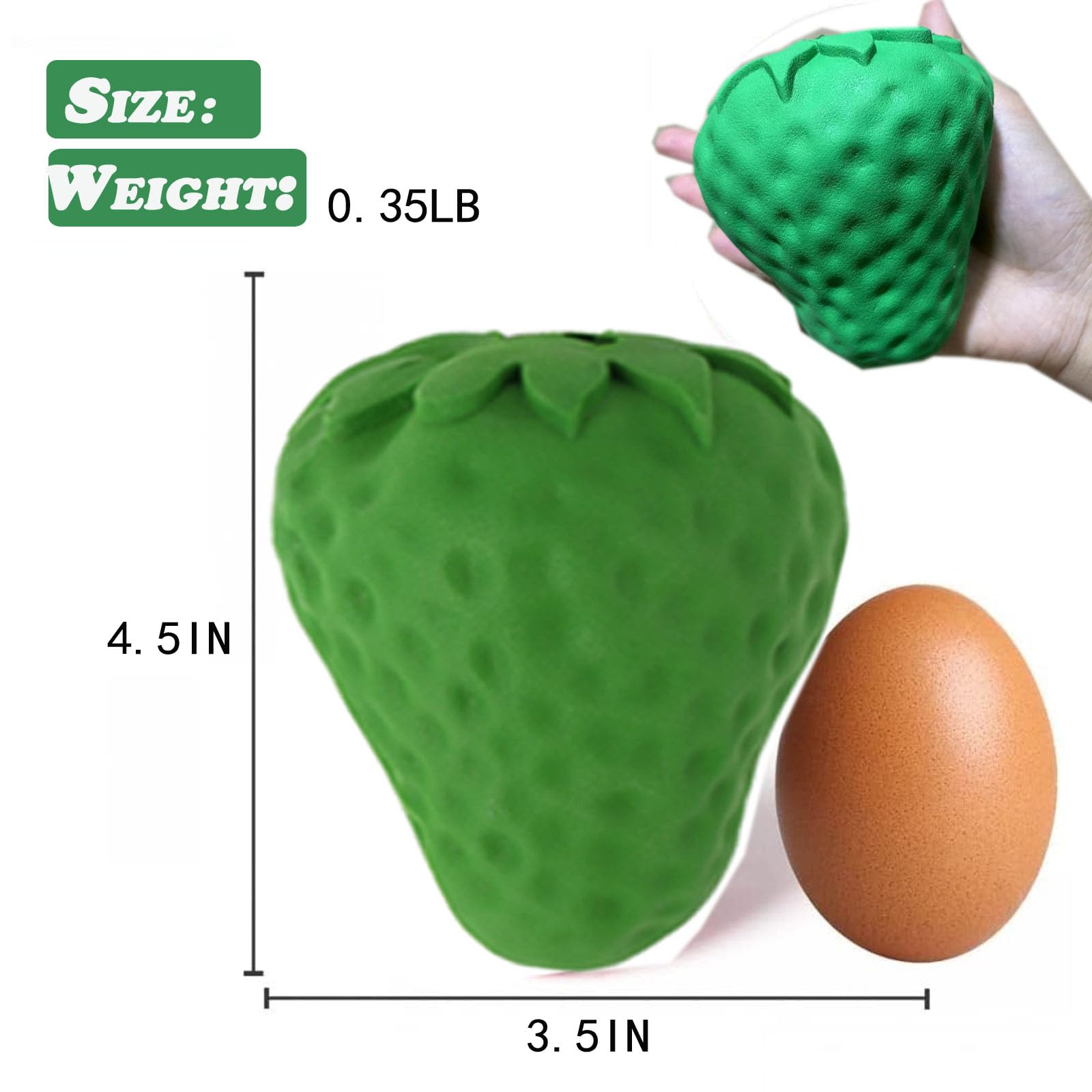 HIORYEAR Strawberry Dog Chew Toy, Durable,Dog Treat Dispenser Interactive Toys- IQ Training & Mental Enrichment, Rubber Dog Dental Cleaning Toys for Small Medium Large Breed (Green)