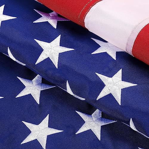 Oakville Furniture OF-72AF04 Outdoor American US Flag with Embroidered Stars, Sewn Stripes & Brass Grommets, 6X10 FT, Blue