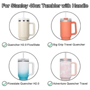 40oz Stanley Cup Accessories Set,Including 2pcs Replacement Lid Fit Stanley 40 Oz Tumbler,Tumbler Lids For Stanley Cup 2.0,H2.0 Silicone Spill Proof Stopper 3 Set and 6 Pcs Long Reusable Straws (Blue)