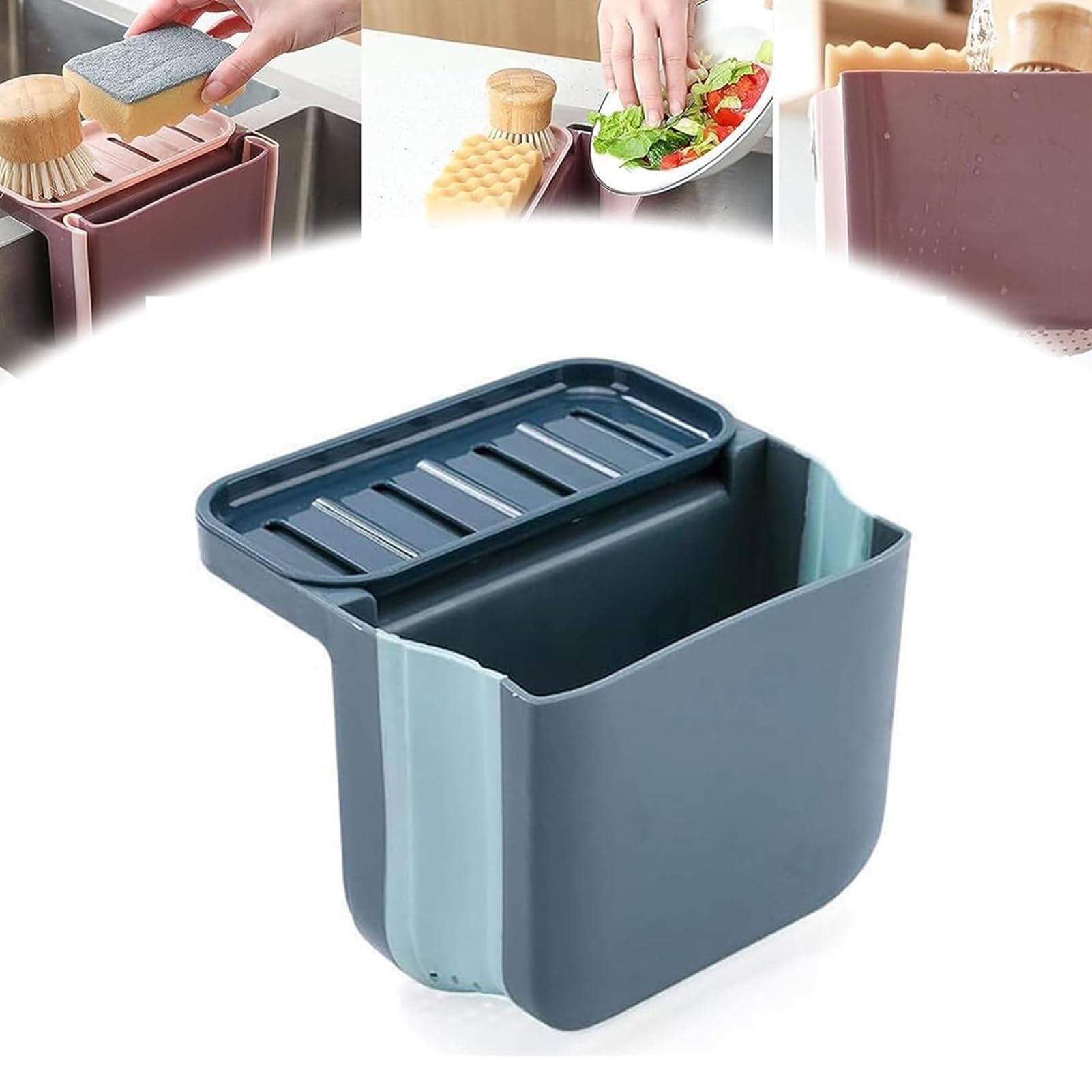 BIGJJIN Dry and Wet Separation Trash Can, Kitchen Trash Can for Counter Top Or Under Sink, Collapsible Separation Hanging Telescopic Trash Can