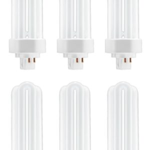 GE Lighting (case of 6) GE 93118251 Bright White 42 Watt Plug-in CFL GX24q-4 Base, 3500K Neutral Bright White, 6.4-inch F42TBX Light Bulb, 4 pin Plug-in