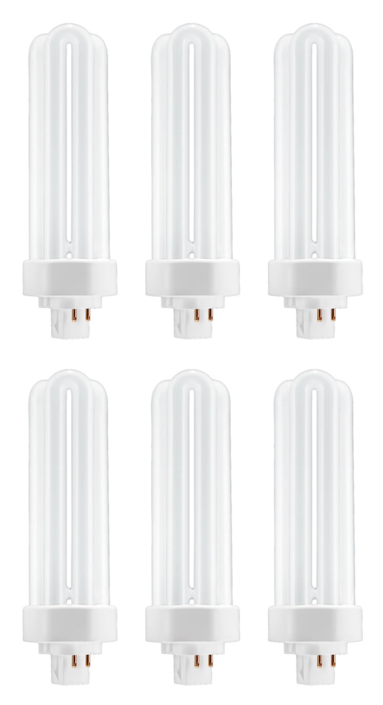 GE Lighting (case of 6) GE 93118251 Bright White 42 Watt Plug-in CFL GX24q-4 Base, 3500K Neutral Bright White, 6.4-inch F42TBX Light Bulb, 4 pin Plug-in