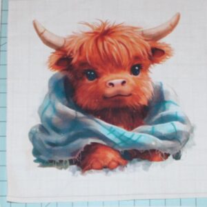 6 Piece 6"x6" Baby Highland Cows 100% Cotton Fabric Panel Squares - Quilting Panel Blocks AP1