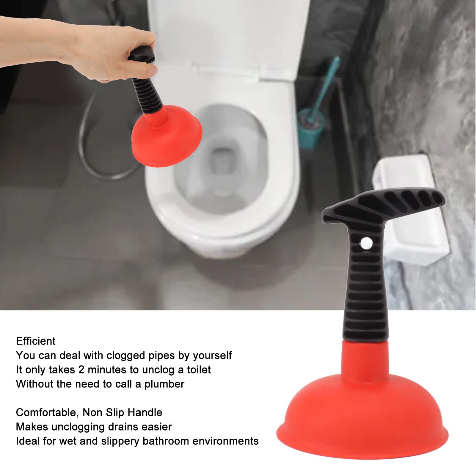 Gigicial Sink Plunger Sink and Drain Plunger Powerful Plunger Unclogging Tool for Kitchen Sink, Shower, Bathroom Drains, Bath(red)