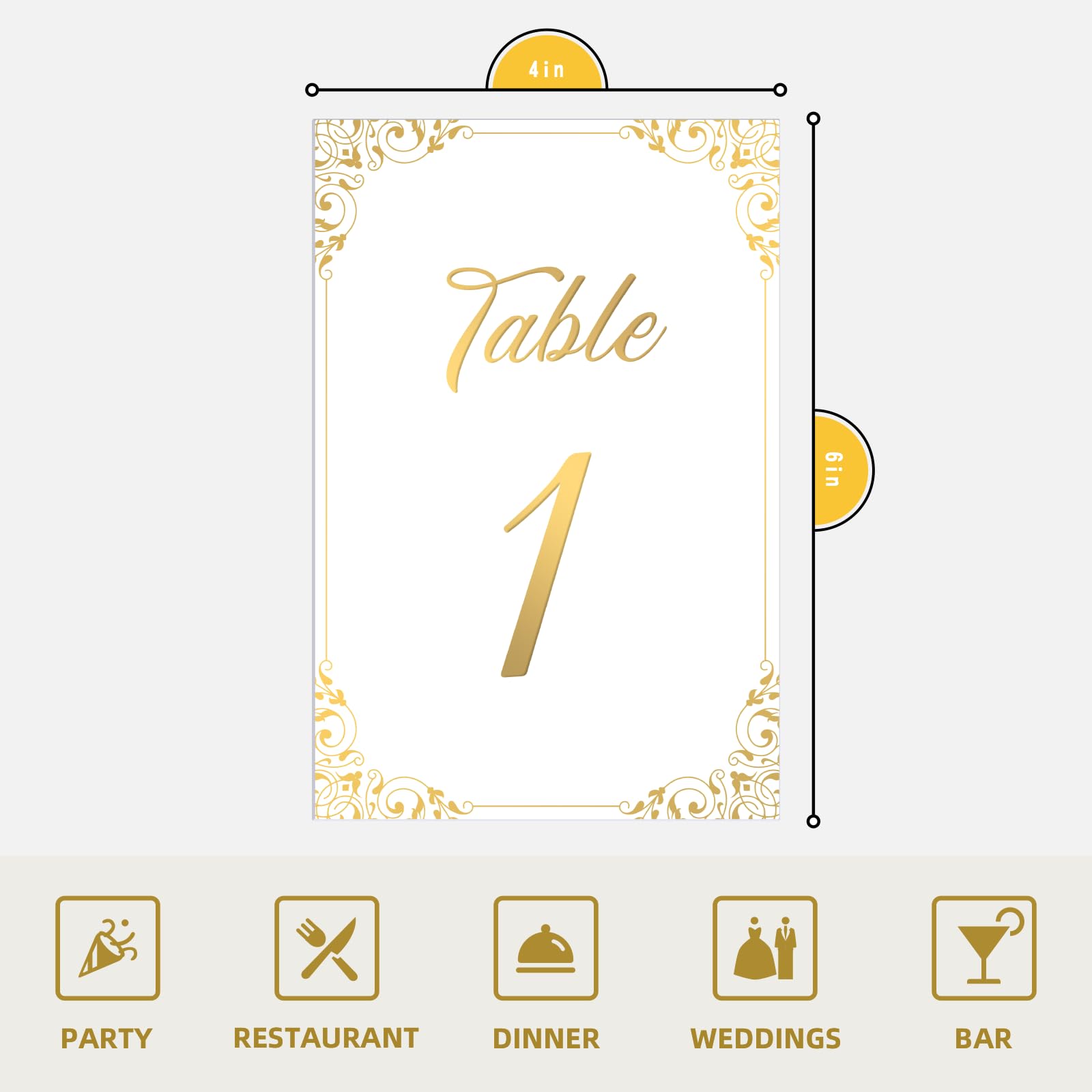 Gold Wedding Table Numbers 1-30 - Double Sided Gold Foil Table Number Cards 4x6 Inch with Head & Gift Table - Restaurant Table Numbers - Gold Table Numbers for Wedding Reception Table Signs