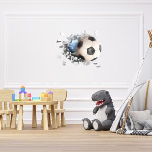 29.5x27.6 Inch 3D Football Wall Sticker Set, 2 Sheets Soccer Decals for Boys Room, PVC Self-Adhesive Soccer Wallpaper Sport Posters Wall Art Decor for Kids Bedroom Home Party Birthday Decoration